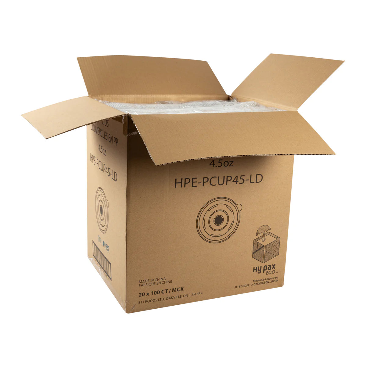 Hy Pax Eco Lids for Kraft Paper Container 4 oz, 2000pcs, ( Code: HPE-PCUP45- LD)(Match Container:HPE-PBWL04)