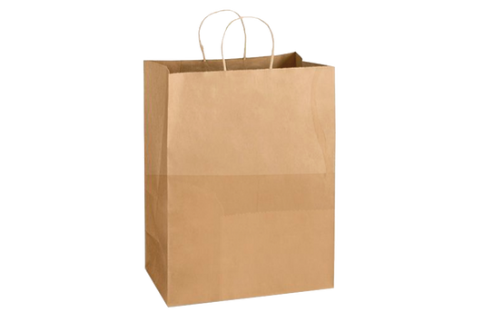 Paper Shopping Bags with Flat handle, Kraft, 12x7x17'',  300 pcs #105861  #PBD