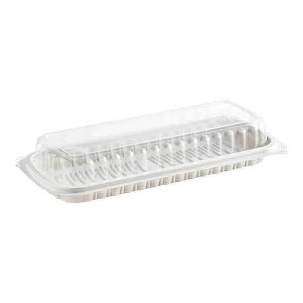 Full Slab Rib Container, 80 Sets, 16.6 x 7.3 x 2.3'' MFPP base, Vented, Dome PP Lids, #White,