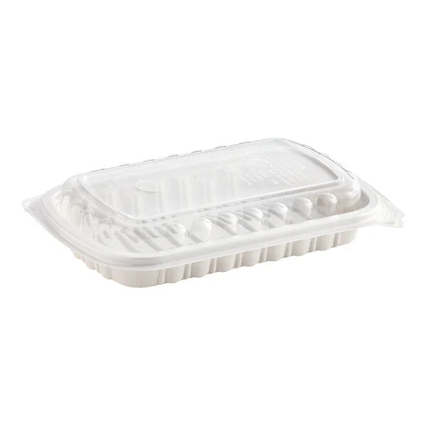 Half Slab Rib Container, 90 Sets, 10 x 7.1 x 2.1'' MFPP base, Vented, Dome PP Lids, #White,