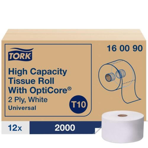BATH TISSUE JUMBO ROLL,WHITE, 3.8''x3.5'', 12 ROLL/CASE, 2-PLY, #TORK #Distribution Plus,