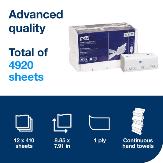 HAND PAPER TOWEL FOLDED,WHITE, 3.2" L x 7.9" W , 1-PLY , 4920/CASE, #TORK #Distribution Plus