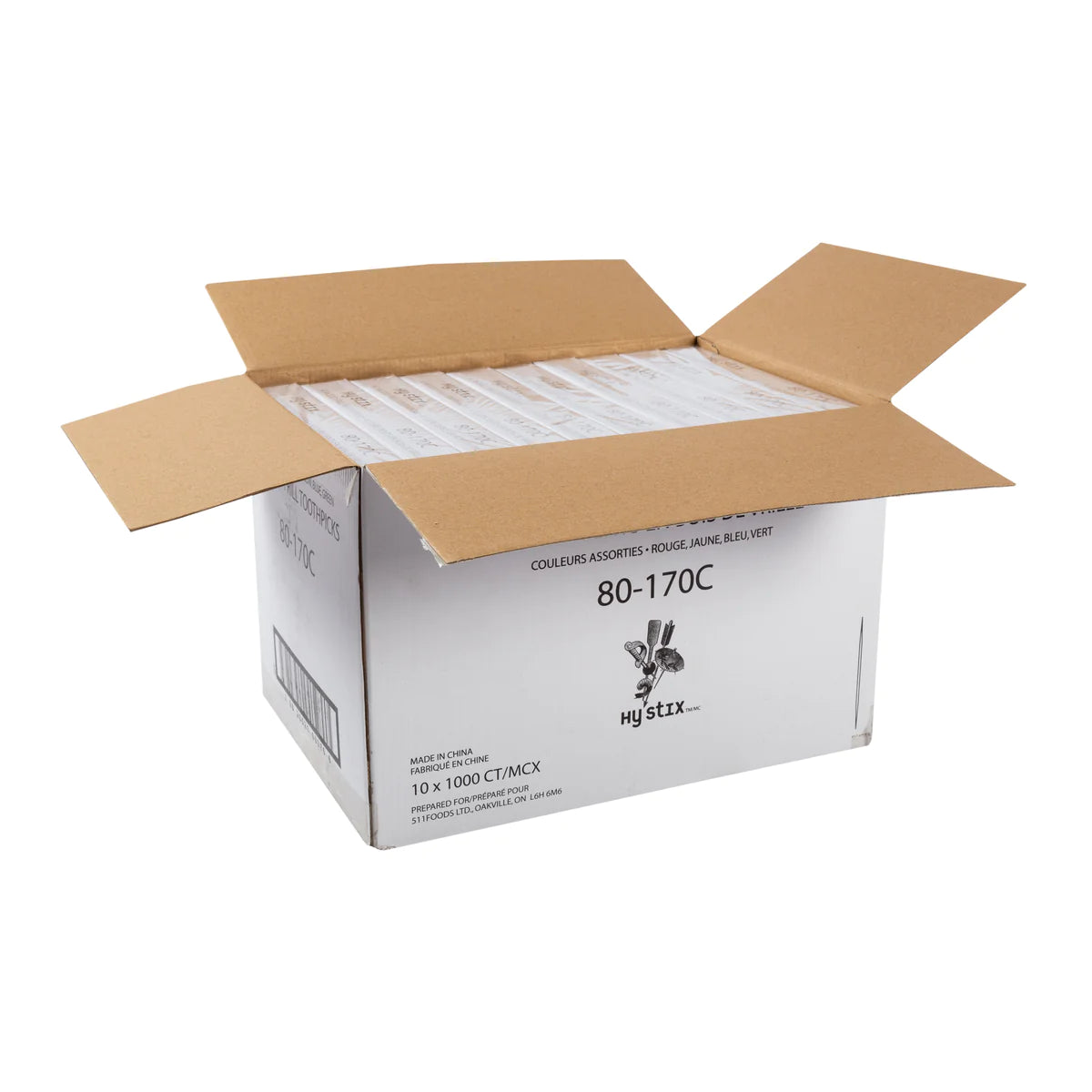 Toothpicks 4'' , Frilled Loose #1000 pcs #Hy Stix, 80-170C, **Open Box**