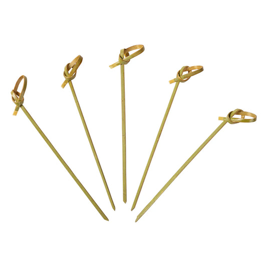 Knotted End Bamboo Skewers,  4'' ,  (One bag of 100 pcs), #82-084KN,  **Open Box**