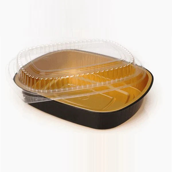 Aluminum Foil Containe, #52oz #Black/Gold/Clear Lids , #50 Sets,