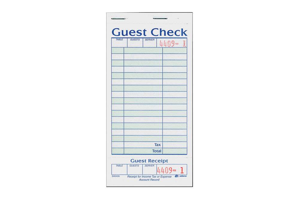 Guest Check, Receipt Book, 2 Copy, 50 books/box, **Whole Case** #WS0105-C