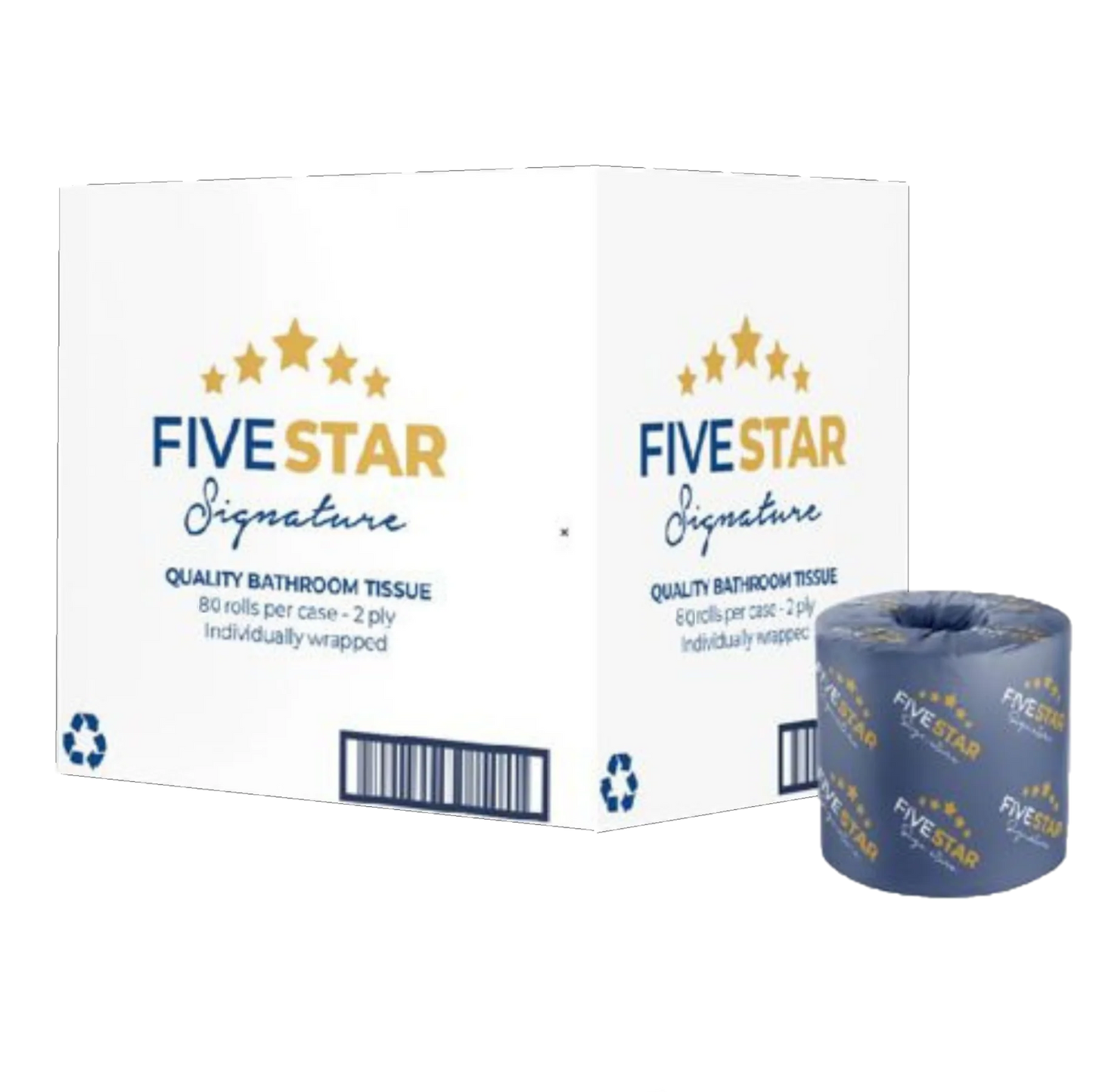 Toilet Paper Wrapped 2ply, 80 rolls #FIVE STAR