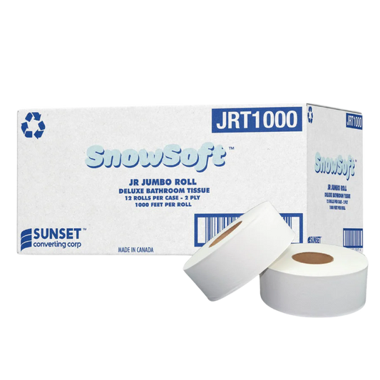 Jumbo Toilet Paper Roll, 2ply, 3.29'' x 1000',  #12 Rolls, JRT,  #Made In Canada  #Sunset