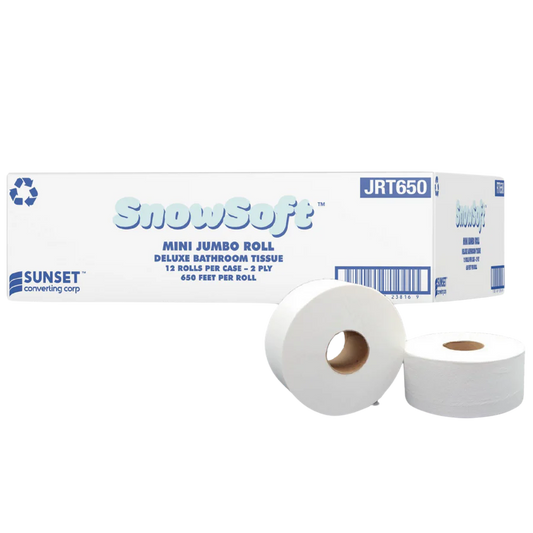MINI Jumbo Toilet Paper Roll, 2ply, 3.29'' x 650',  #12 Rolls, #JRT650  #Made In Canada  #Sunset