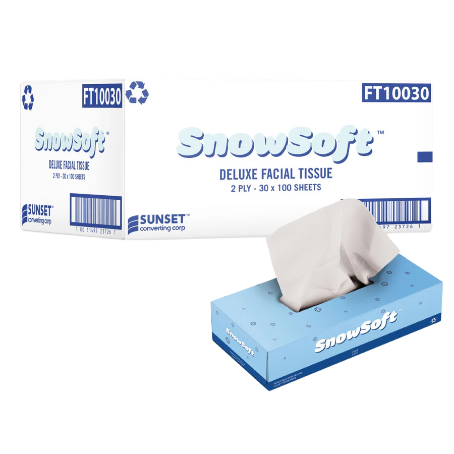 Facial Tissue, 30 box, 2 ply x 100 sheets, 20*21cm #SnowSoft, #FT10030 ***June Special***