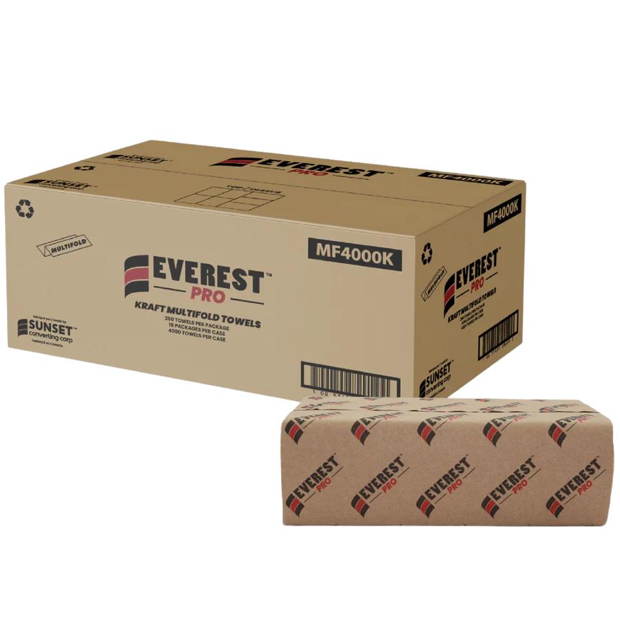 Multi-Fold, Hand Towel Sheet, #Kraft 4000/cs 16pack x 250pcs, #MF4000K #Made In Canada #Sunset