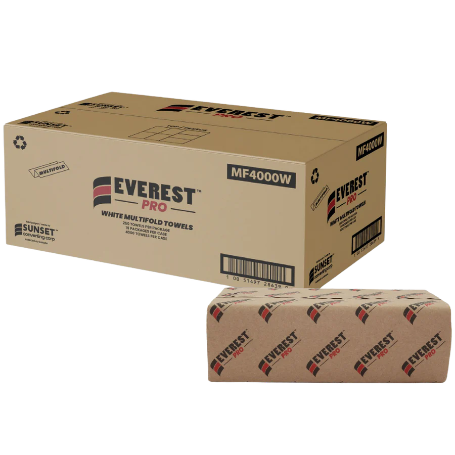 Multi-Fold, Hand Towel Sheet, #White 4000/cs 16pack x 250pcs, #MF4000W #Made In Canada #Sunset