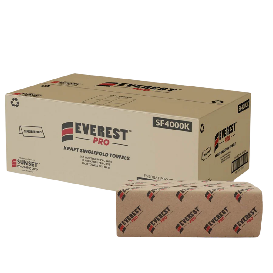 Single-Fold, Hand Towel Sheet, #Kraft 4000/cs 16pack x 250pcs, #SF4000K #Made In Canada #Sunset