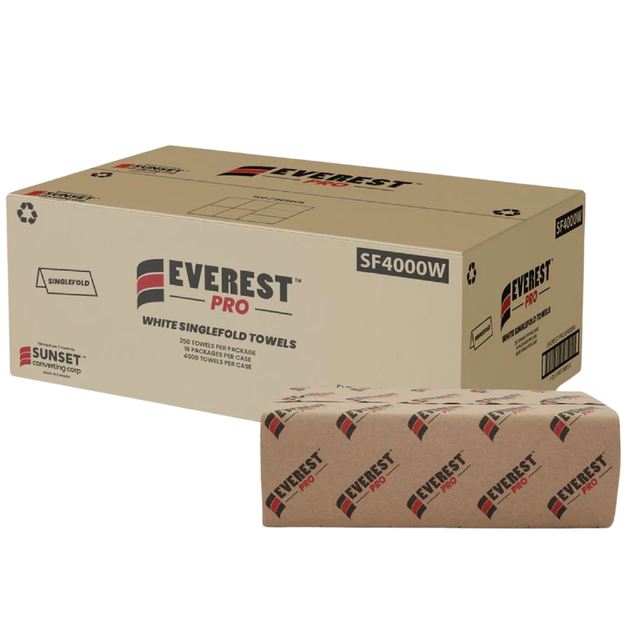Single-Fold, Hand Towel Sheet, #White 4000/cs 16pack x 250pcs, #SF4000W #Made In Canada #Sunset