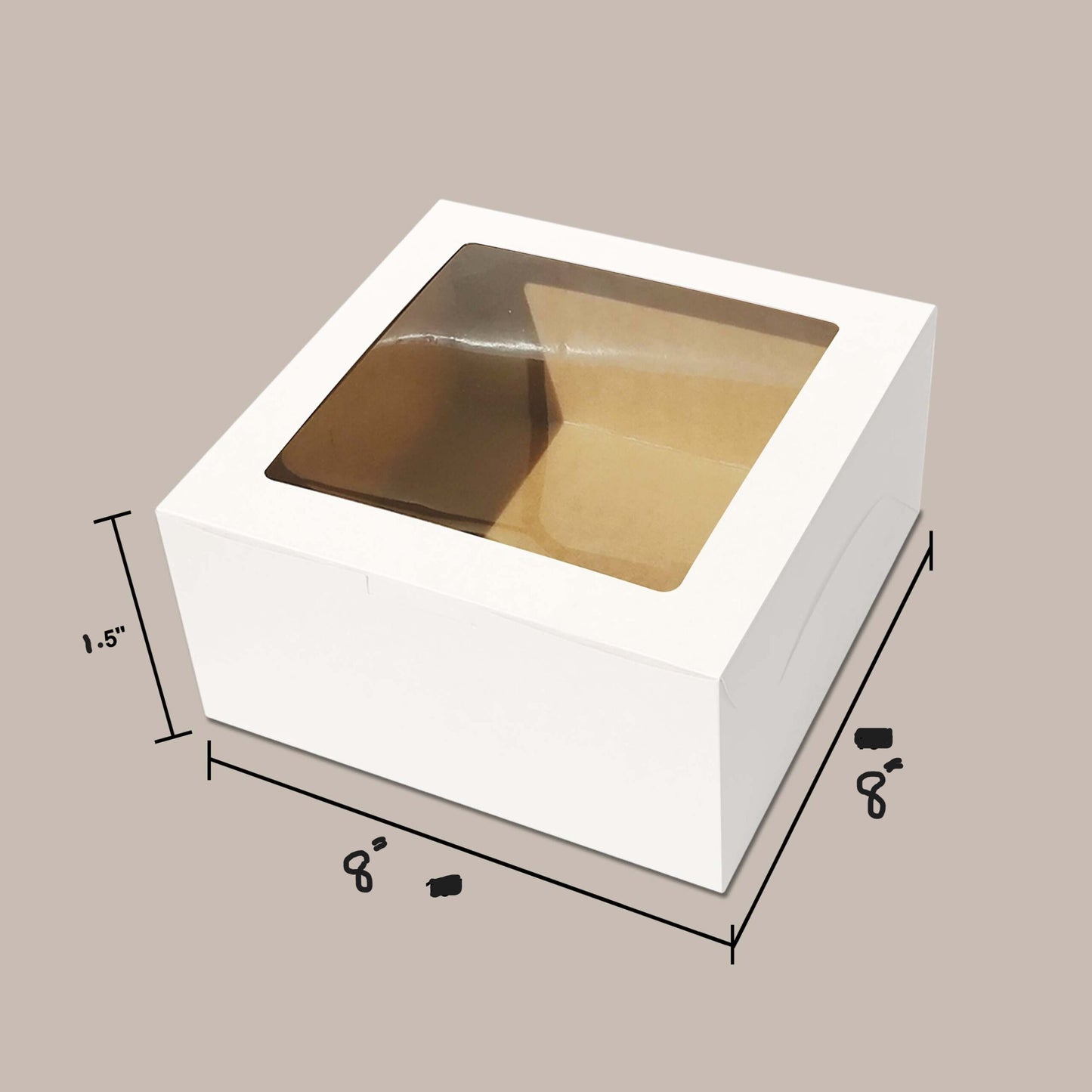 Pie Box WIith Window, 8 x 8 x 1.5, 100pcs