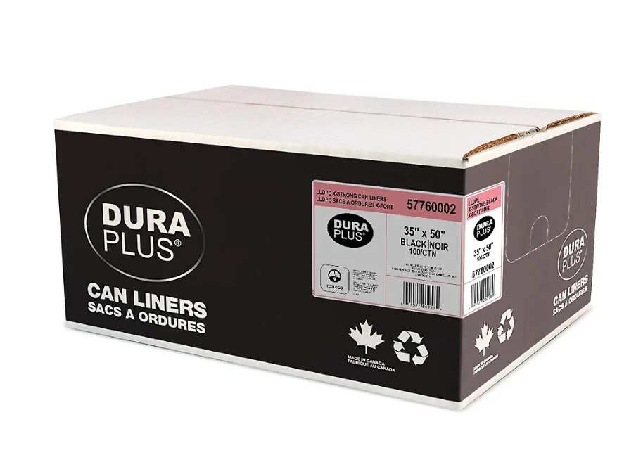 DuraPlus Can Liner - LLDPE - 35" x 50" - X Strong - Black - 100 Pack