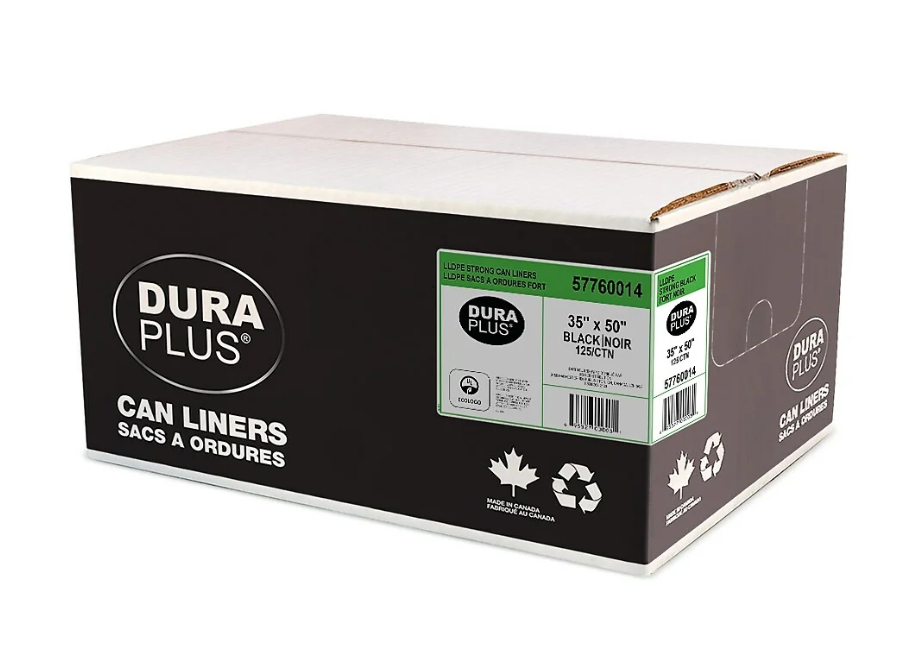 DuraPlus Can Liner - LLDPE - 35" x 50" - Strong - Black - 125 Pack