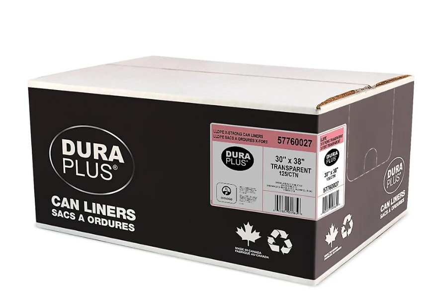 DuraPlus Can Liner - LLDPE - 30" x 38" - X Strong - Black- 125 Pack