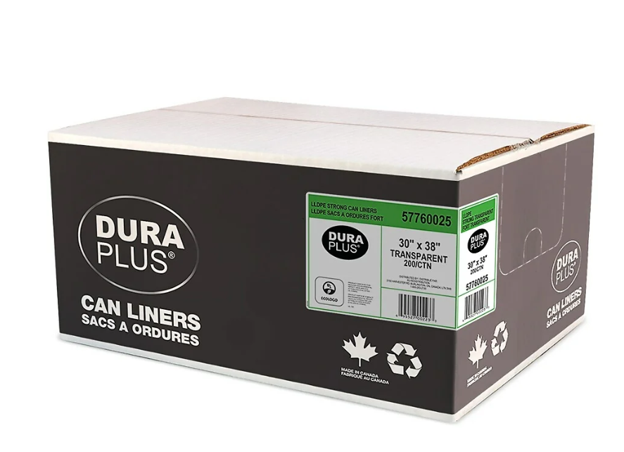 DuraPlus Can Liner - LLDPE - 30" x 38" - Strong - Transparent - 200 Pack