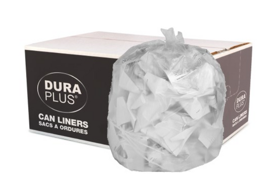 DuraPlus- Garbage Bags - LLDPE - 26" x 36" - Regular - Clear - 250 /cs