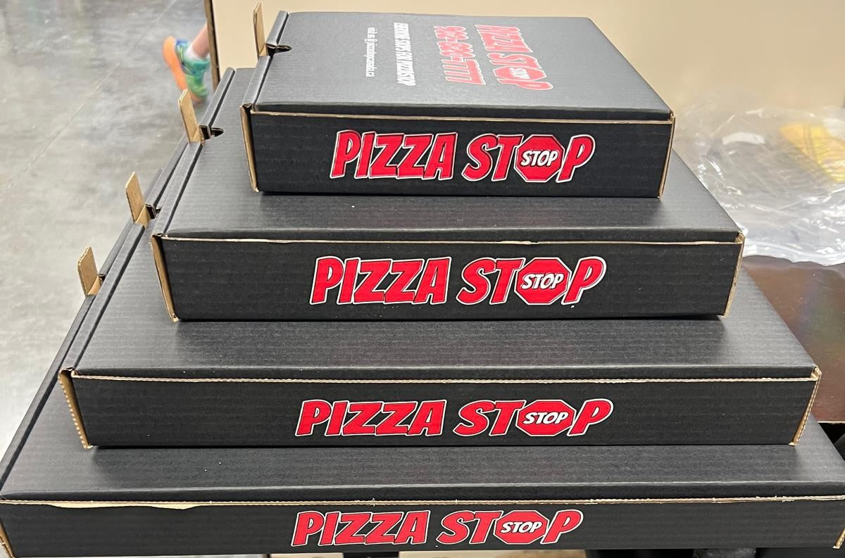 Pizza-Stop Printed Box, Black, Corrugated, 12'', 50 Pcs