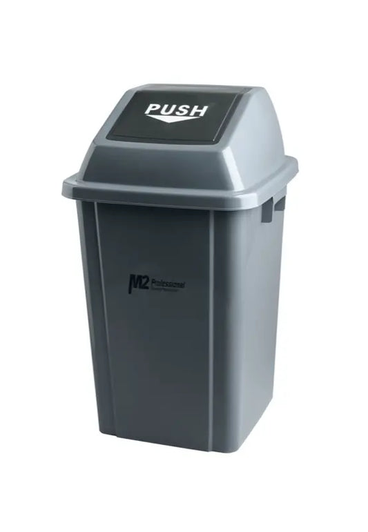 Push Down Trash/Garbage Can/Bin With Lid, 60 Liter, Square, #Grey #Distribution Plus,  #Made In Canada