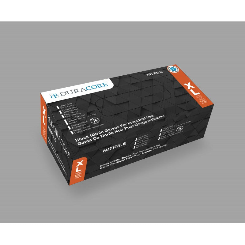 BLACK NITRILE GLOVES, INDUSTRAIL, 6 MIL, 100 PCS/Box, POWDER FREE, #EXLARGE, #Distribution Plus