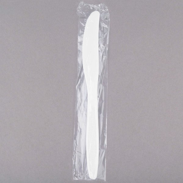 Plastic Knives , 1000pcs,. #White, #Regular, #Wrapped, #2208210