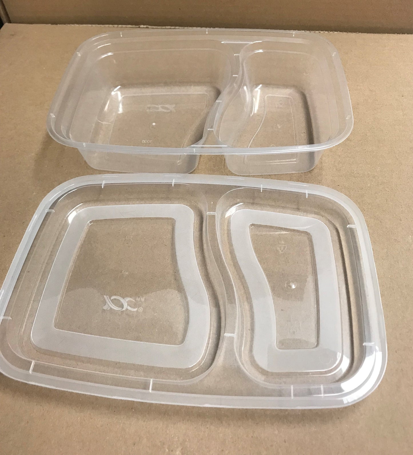 Microwavable Container Rectangular Combo, 2-Compartment,150 Sets, 32oz #Clear