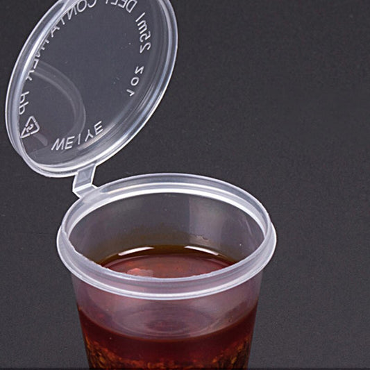 Clear Portion Cup Hinged With Lids , Plastic,  500 pcs,  #1 oz, #Lung Sang