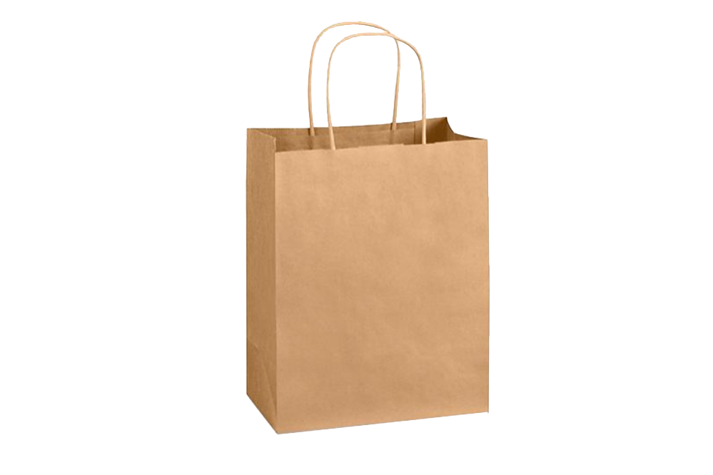 Paper Shopping Bags with handle, KRAFT, 8x4-4.5x10, 250 pcs, #EM-8450