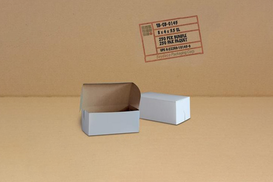 White Cake Boxes,  8 x 4 x 3.5'',  250pcs