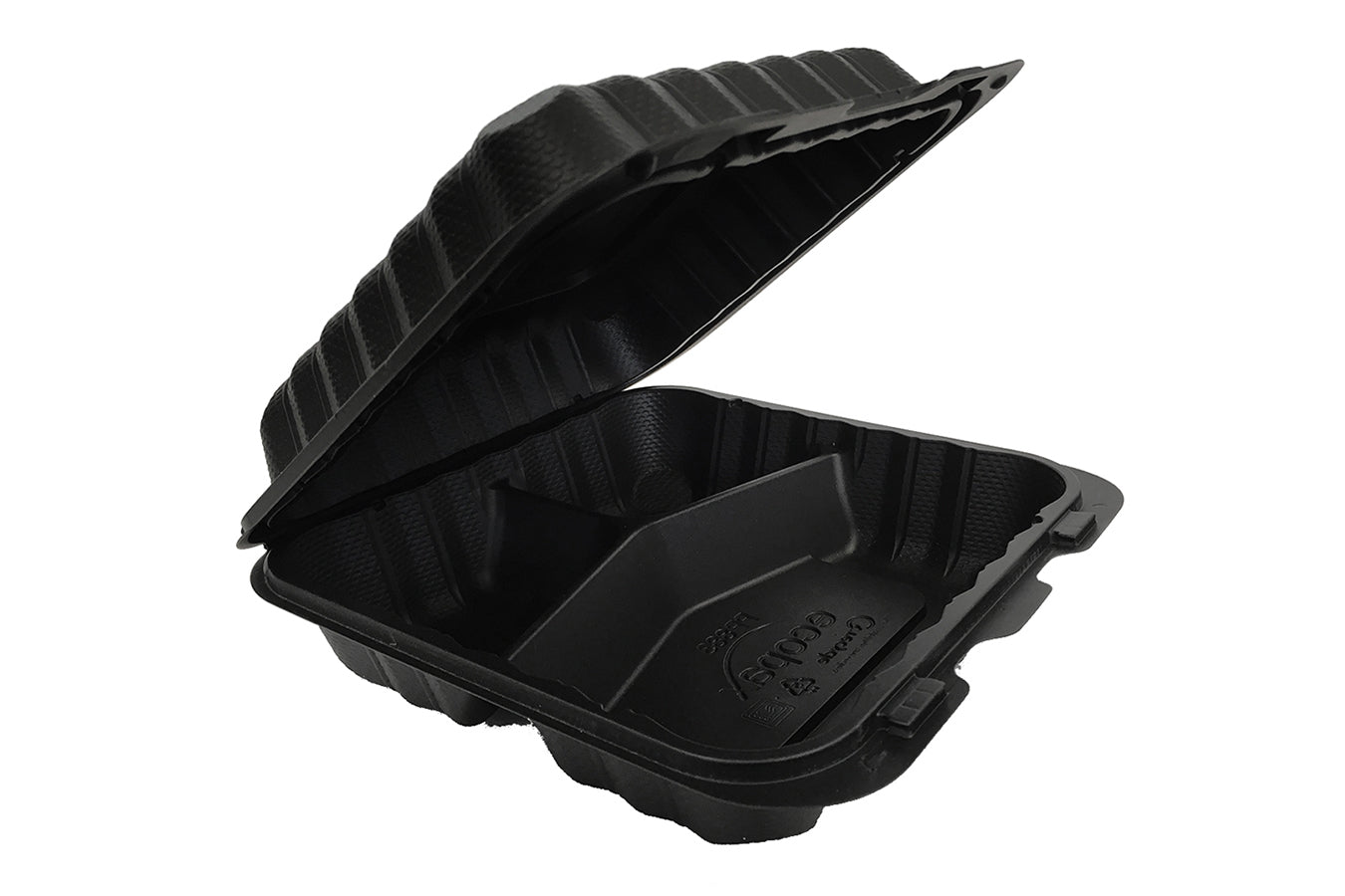 Pebble Container, 9x9x3, 3-compartment, 150 pcs, #Snap Lock #PP993-Black