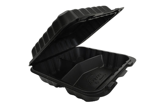 Pebble Container, 9x9x3,  3-compartment, 150 pcs,  #Snap Lock  #PP993-Black