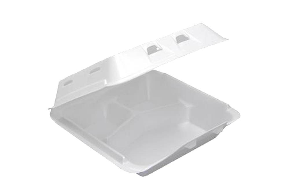Foam Container, 3-compartment,, 9x9x3, 150 pcs, #0903