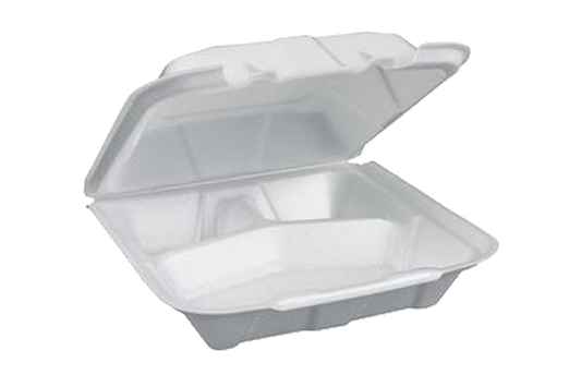 Foam Container,  3-comp,  9x9x3, 200pcs, #FST6A