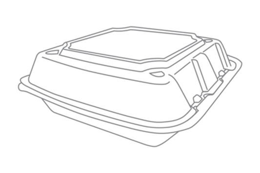 Foam Container With Vents, 9x9x3,  200pcs, #RE993S-White