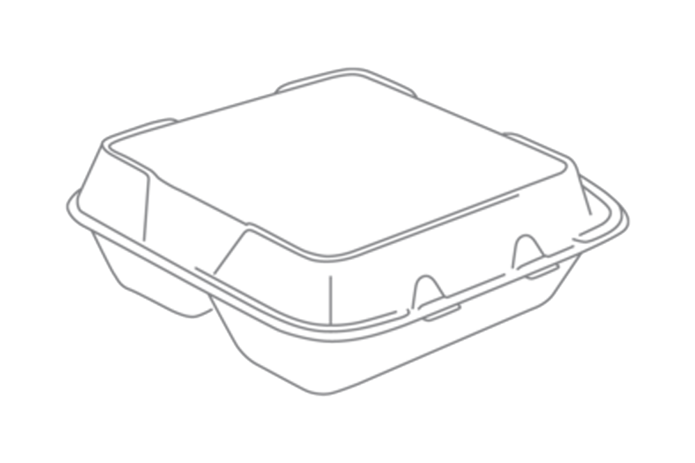 Foam Container With Vents, 3-Compartment, 8x8x3, 200 pcs, #RE883-White