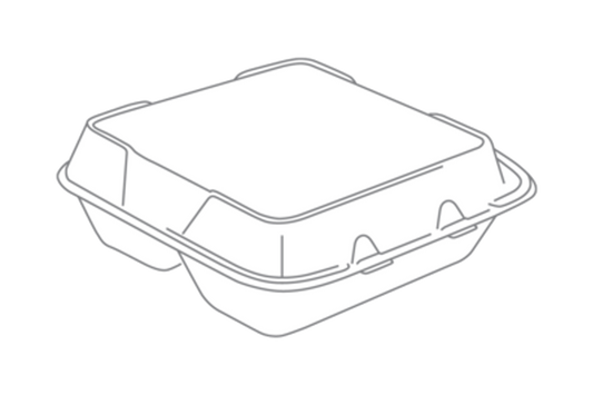 Foam Container With Vents, 3-Compartment, 8x8x3, 200 pcs, #RE883-White