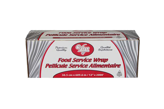 Food Wrap Film With Metal Cutter Box, 12'' x 2000'   #CW-910    **Open Box**