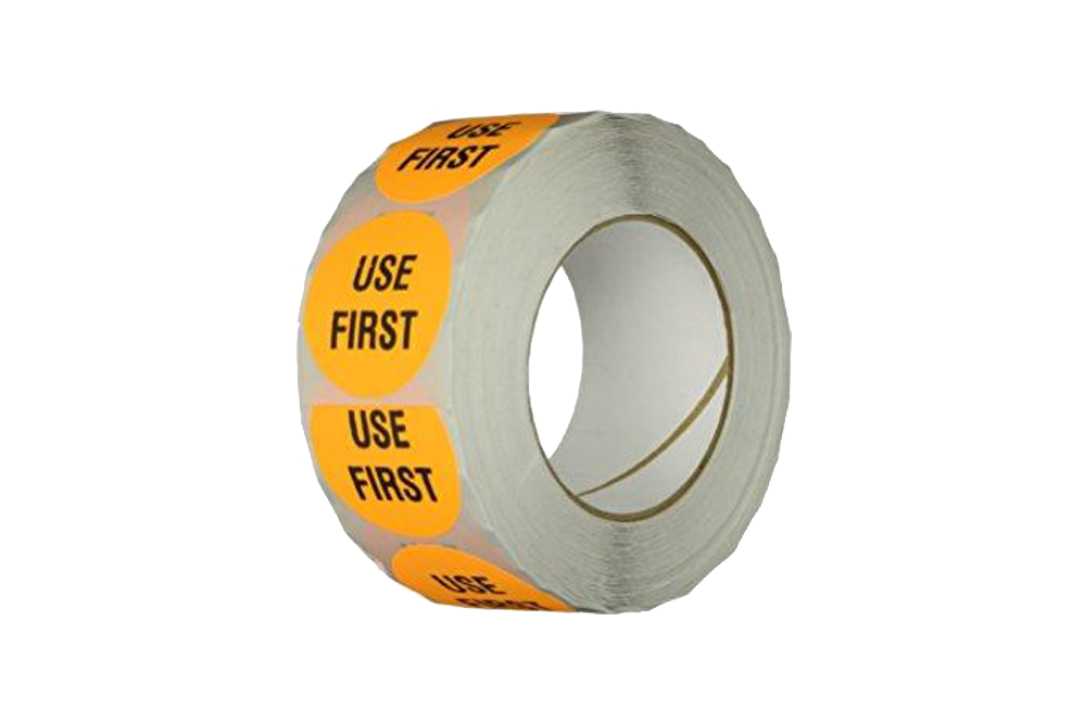 Food Rotation Labels, 1.5", Round, Orange, 500 pcs/ roll, *USE FIRST*