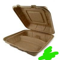 Kraft Sugarcane Bagasse Container, 9x9x3,  3-Comp, 200 pcs, #SC993,  #Koality