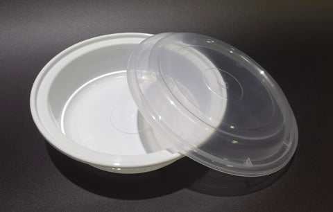 Microwavable Container Round Combo, 8'',  150 sets, #White, #Maple Leaf