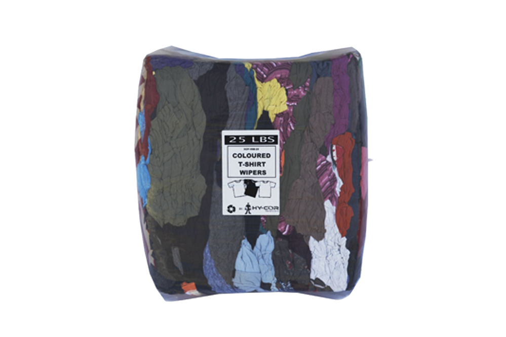 Mixed Colour Wiper T-Shirt Rags (25 lb. per Bag)