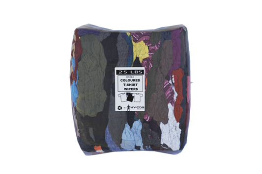 Mixed Colour Wiper T-Shirt Rags (25 lb. per Bag)