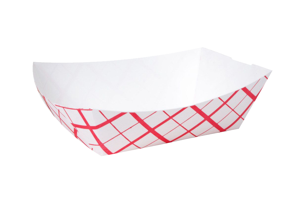 Red Checkered, Paper Food Tray, 500 pcs, 3 LB, #FT-300R, #300 #SQP8703