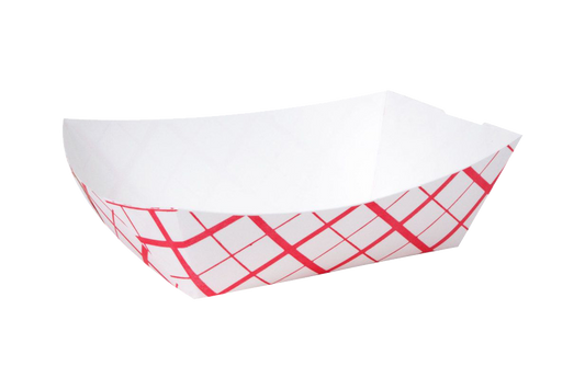 Red Checkered, Paper Food Tray,  500 pcs, 3 LB, #FT-300R, #300  #SQP8703