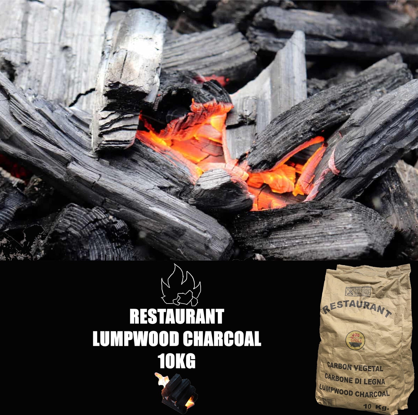 Restaurant Charcoal, Hard Lump, 10 kg