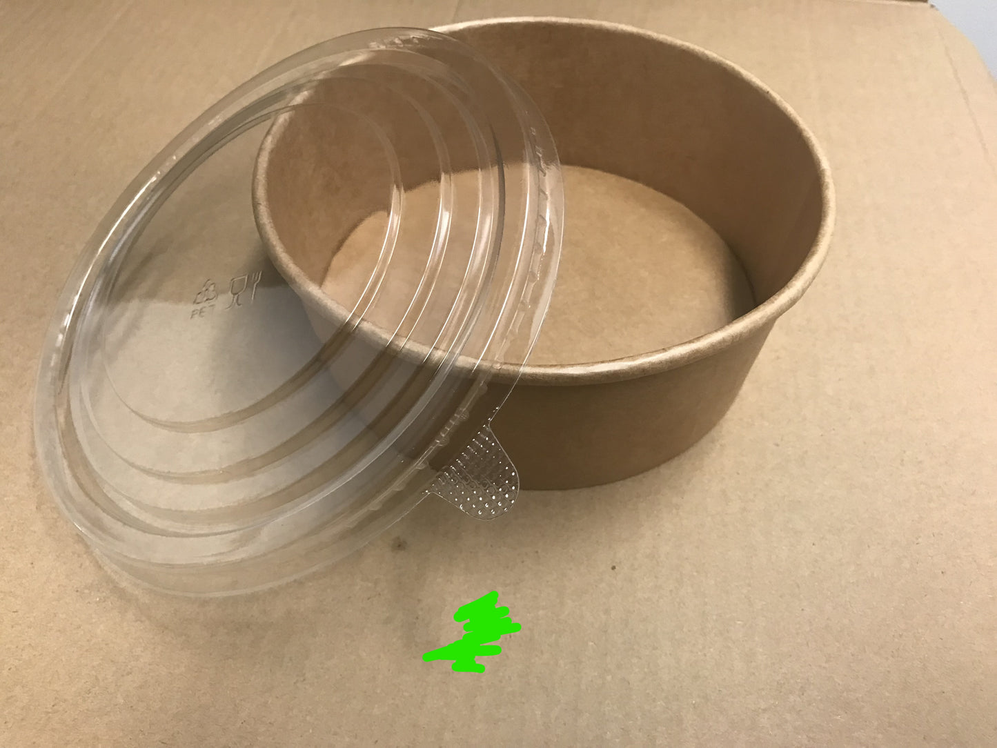 Kraft Paper Bowl, 38 oz, 300 pcs, 1100 ml (Code:SB-5) (Lids:SB-5-LD) #Koality