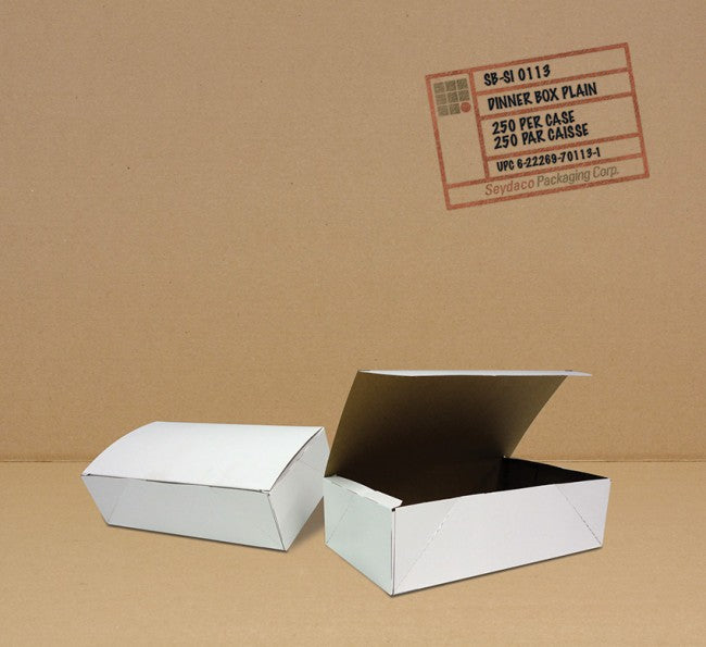 Dinner Box, WHITE, 9 x 4.5 x 2-9/16'', 250 pcs, #SI-0113, #Large Meal,